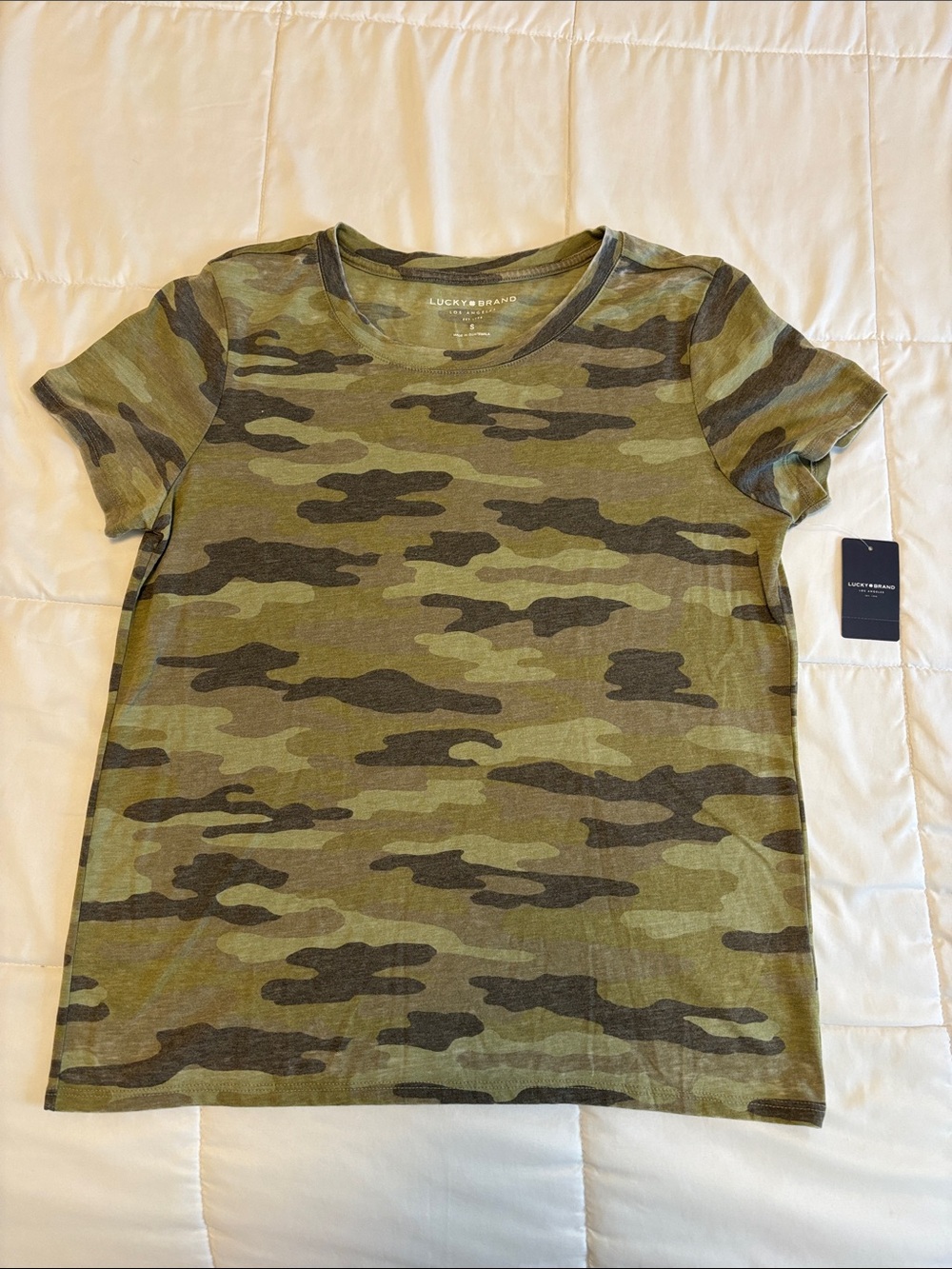 Lucky Brand Olive Camo Short Sleeve Tee